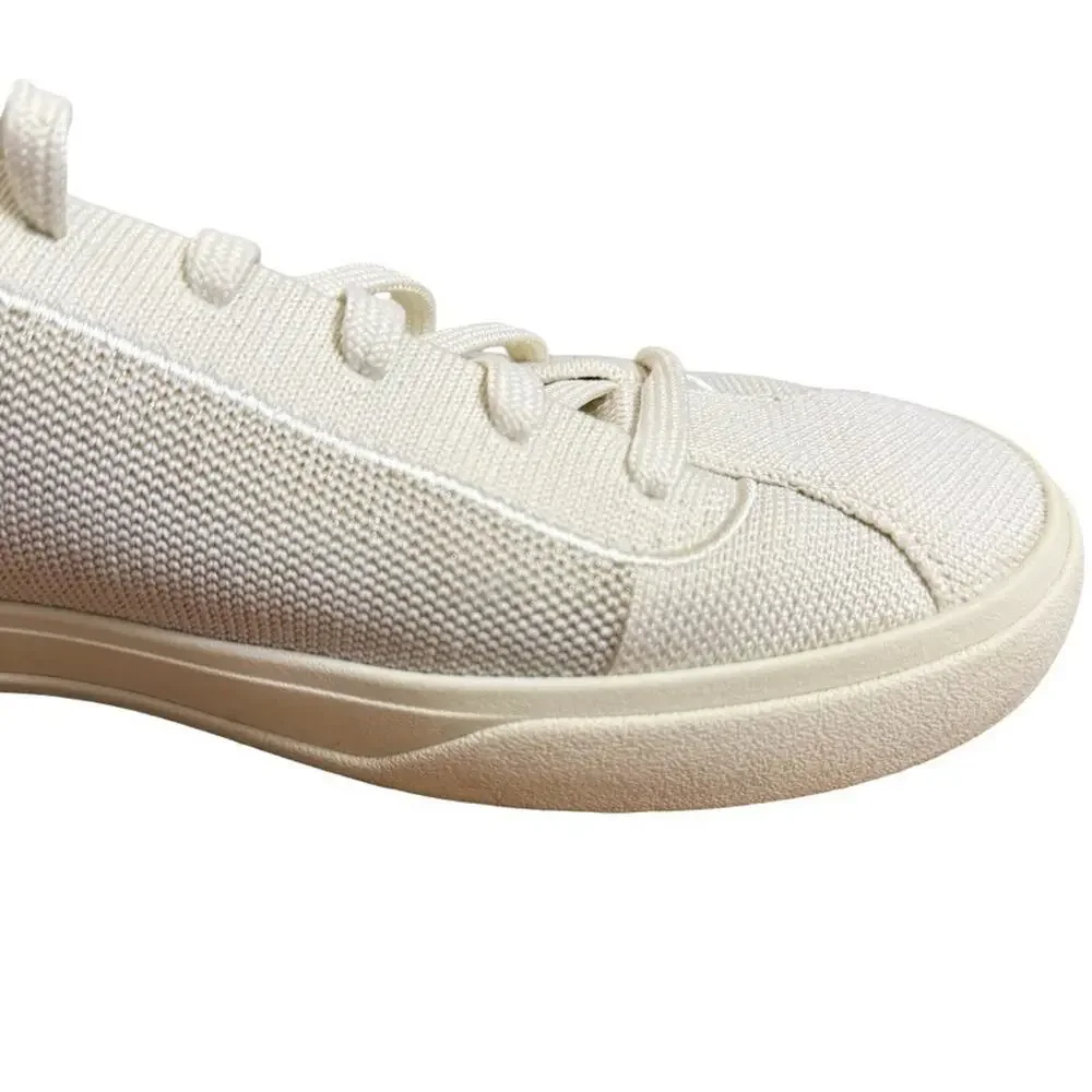 Rothys The Lace Up Sneakers Cream Gold Trim Womens Shoes Casual Comfort sz 9